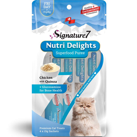 '3 FOR $9': Signature7 Nutri Delights Superfood Chicken With Quinoa & Glucosamine (Fri) Puree Cat Treats 60g