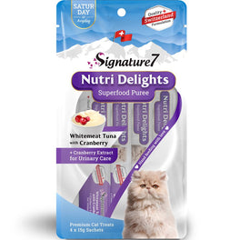 '3 FOR $9': Signature7 Nutri Delights Superfood Whitemeat Tuna With Cranberry (Sat) Puree Cat Treats 60g