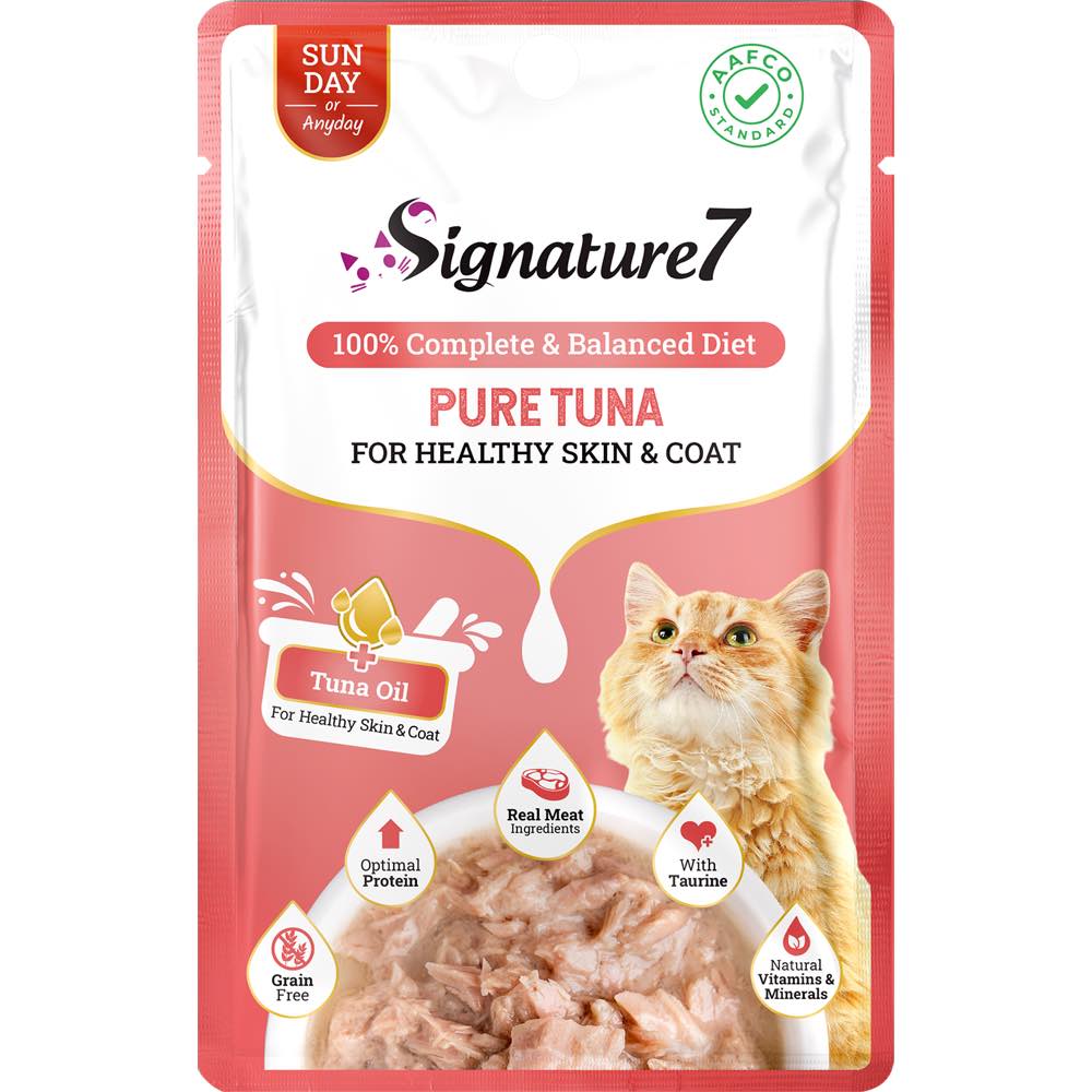 20% OFF: Signature7 Pure Tuna For Healthy Skin & Coat (Sun) Grain-Free Pouch Cat Food 50g x 12