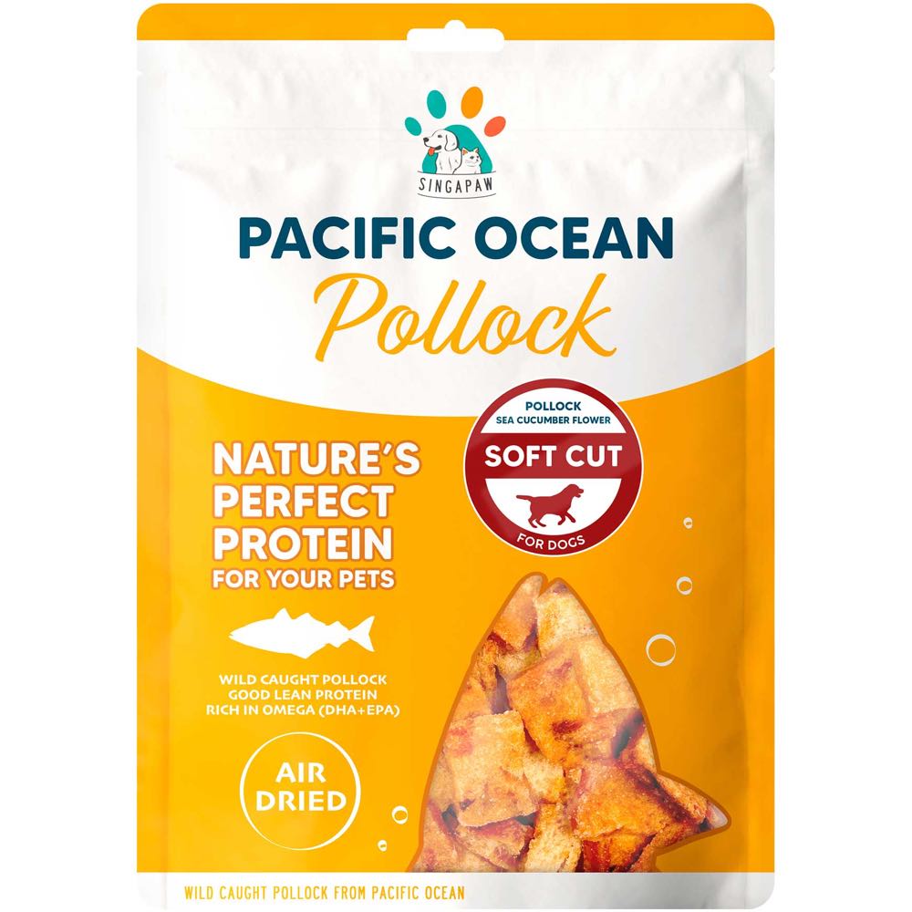 Singapaw Pacific Ocean Pollock With Sea Cucumber Flower Soft Cut Air-Dried Dog Treats 70g