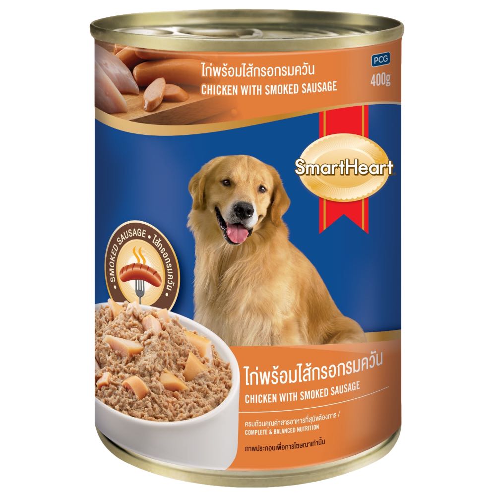 SmartHeart Chicken With Smoked Sausage Canned Dog Food 400g