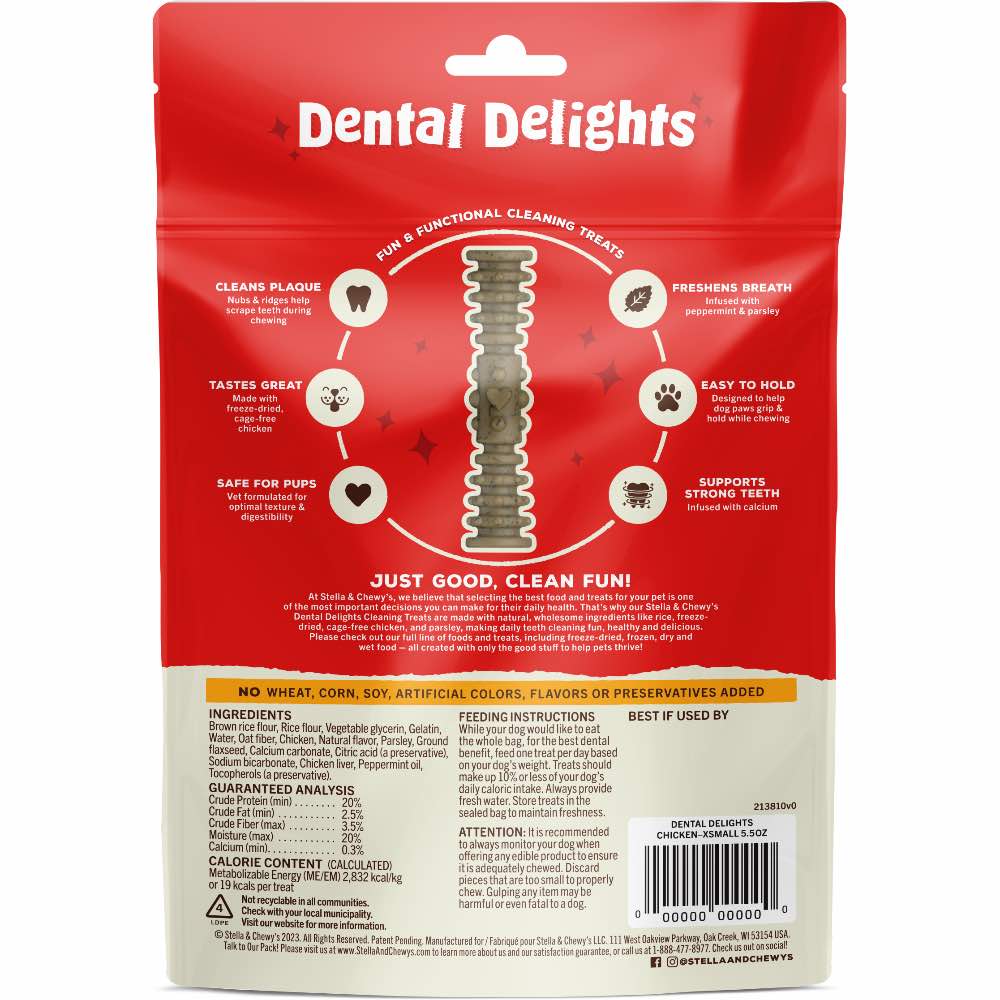 Stella & Chewy's Dental Delights 4-In-1 Dental Dog Treats 5.5oz