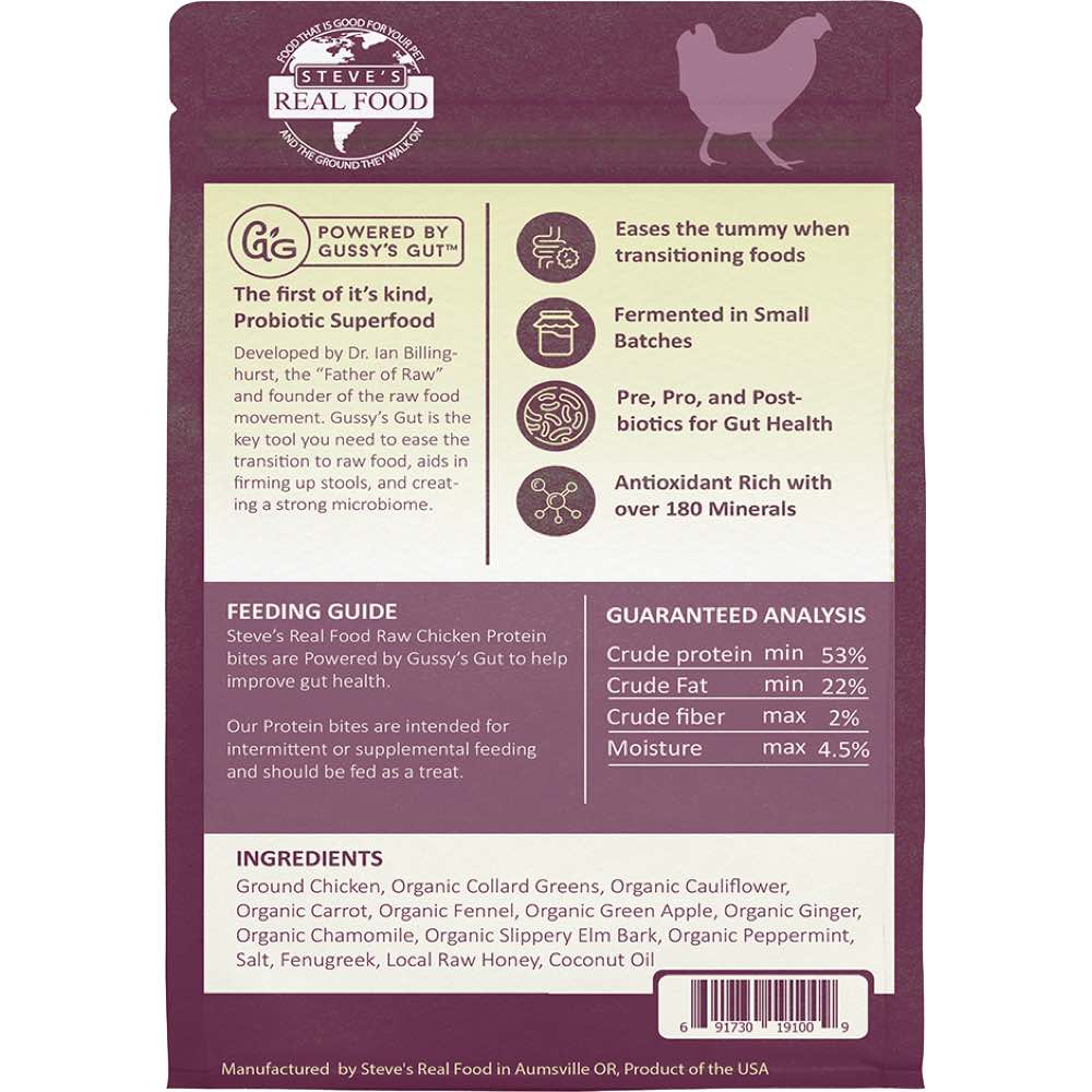 Steve's Real Food Protein Bites Chicken Grain-Free Freeze-Dried Raw Treats For Cats & Dogs 4oz