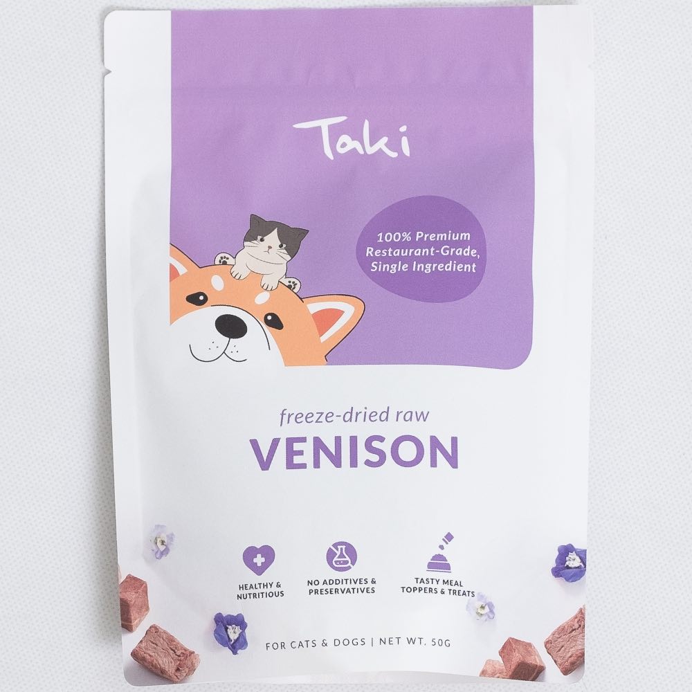 Taki Venison Cubes Grain-Free Freeze-Dried Treats For Cats & Dogs 50g