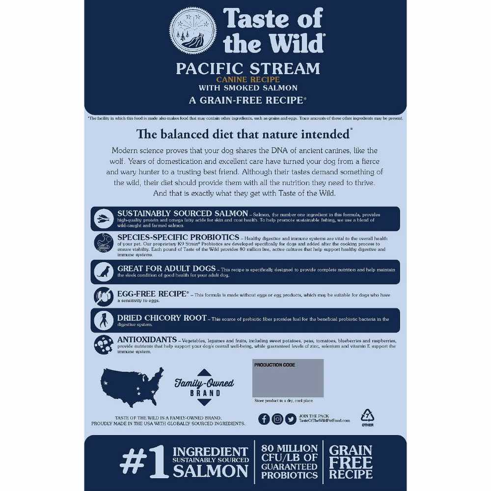 'BUNDLE DEAL/FREE CHEWS': Taste of the Wild Pacific Stream with Smoked Salmon Grain Free Dry Dog Food - Kohepets