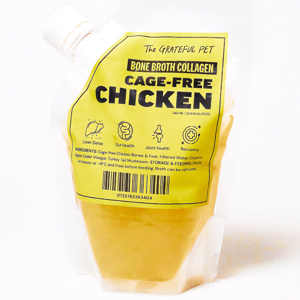 The Grateful Pet Cage-Free Chicken Frozen Bone Broth Collagen 240ml