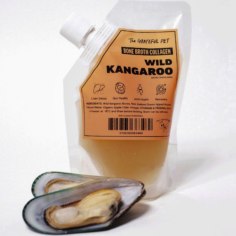 The Grateful Pet Wild Kangaroo Frozen Bone Broth Collagen 240ml