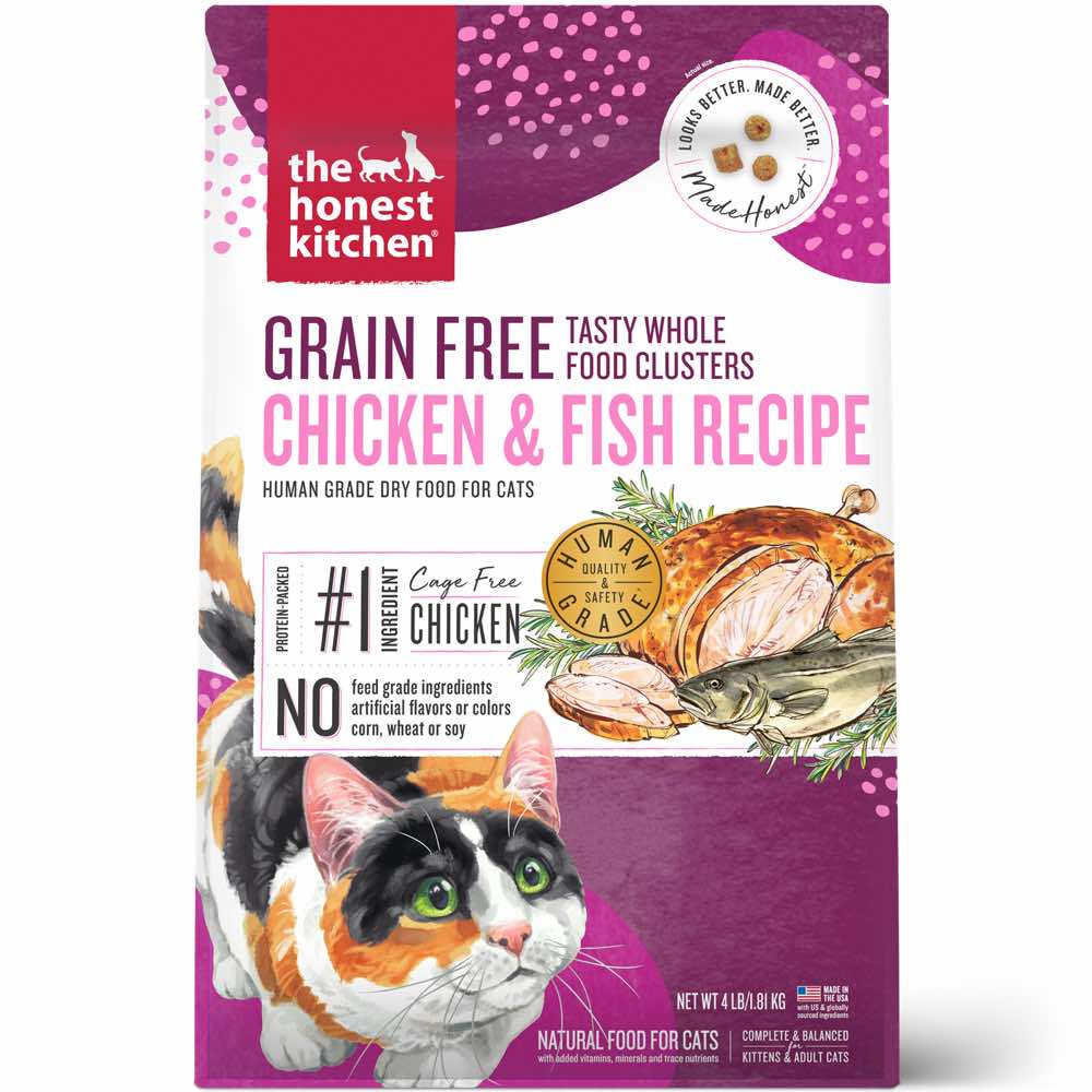 The Honest Kitchen Whole Food Clusters Chicken & Fish Grain-Free Dry Cat Food 4lb