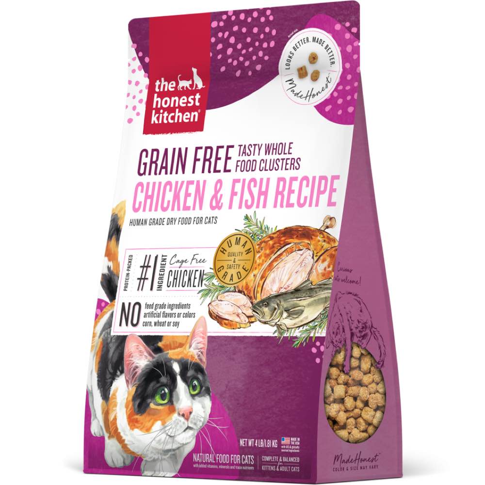 The Honest Kitchen Whole Food Clusters Chicken & Fish Grain-Free Dry Cat Food 4lb