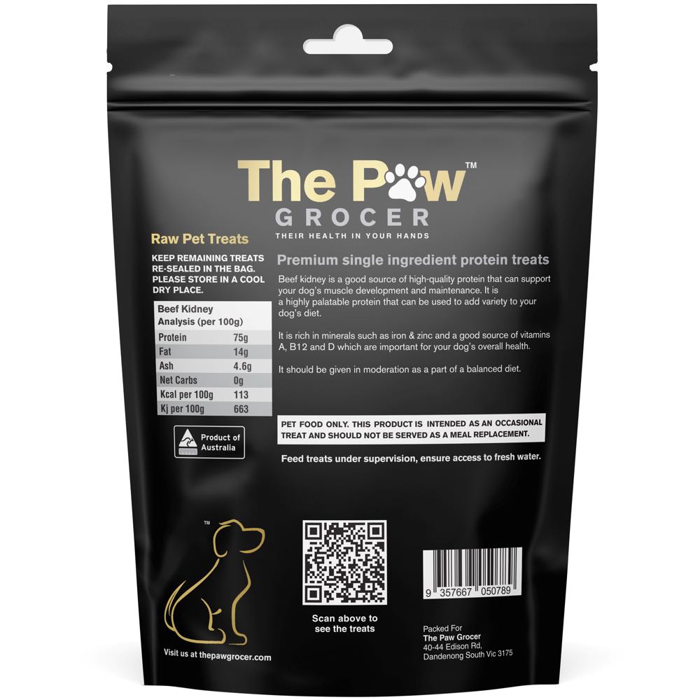 25% OFF: The Paw Grocer Beef Kidney Grain-Free Freeze-Dried Raw Treats For Cats & Dogs 72g