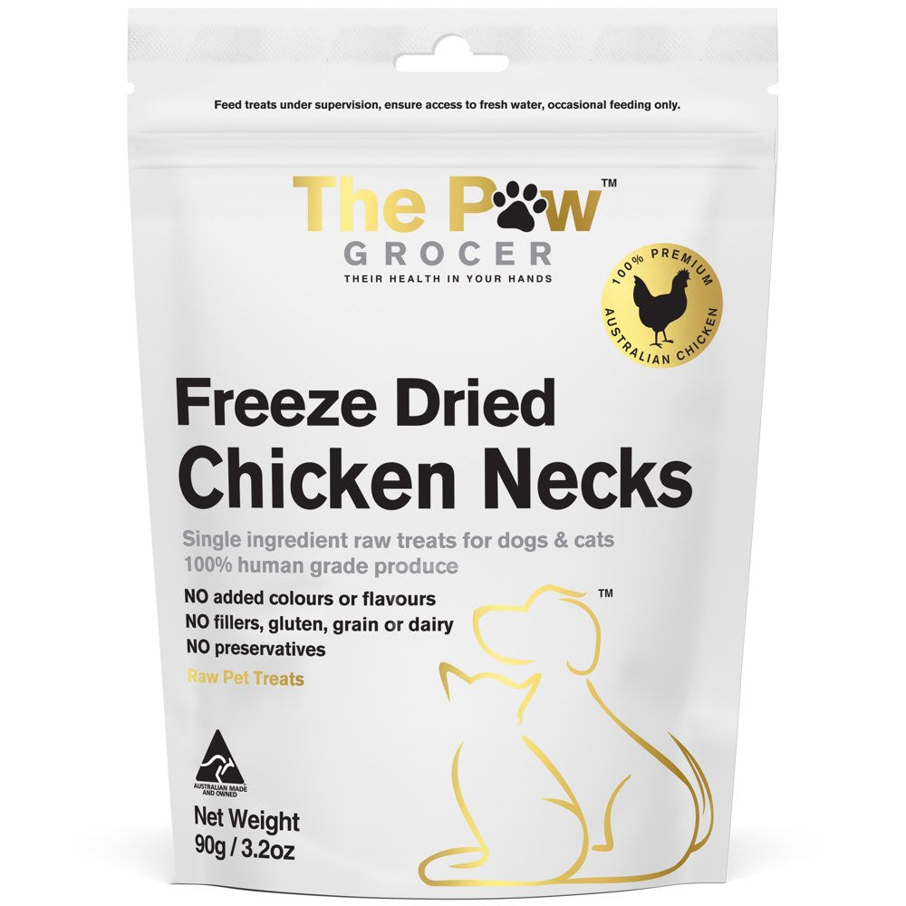 25% OFF: The Paw Grocer Chicken Necks Grain-Free Freeze-Dried Raw Treats For Cats & Dogs 90g