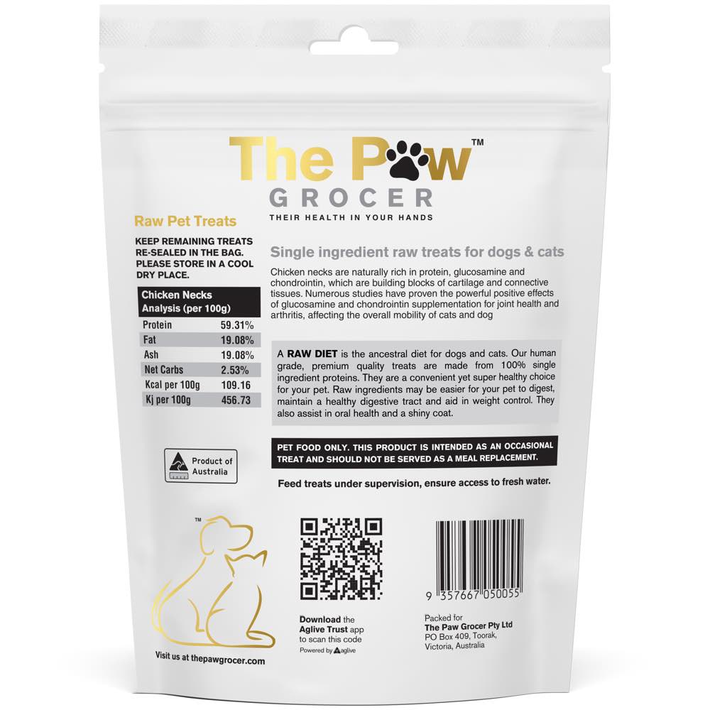 25% OFF: The Paw Grocer Chicken Necks Grain-Free Freeze-Dried Raw Treats For Cats & Dogs 90g