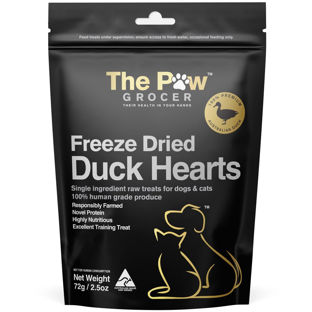 25% OFF: The Paw Grocer Duck Hearts Grain-Free Freeze-Dried Raw Treats For Cats & Dogs 72g