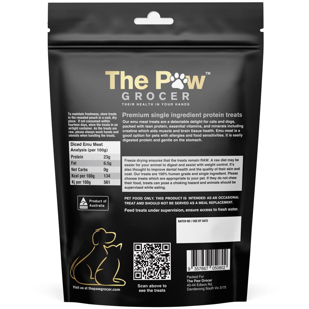 25% OFF: The Paw Grocer Emu Meat Grain-Free Freeze-Dried Raw Treats For Cats & Dogs 72g