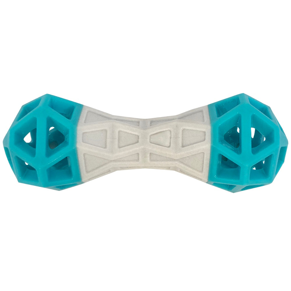 Totally Pooched Flex'n Squeak Rubber Dumbbell Dog Toy (Teal)