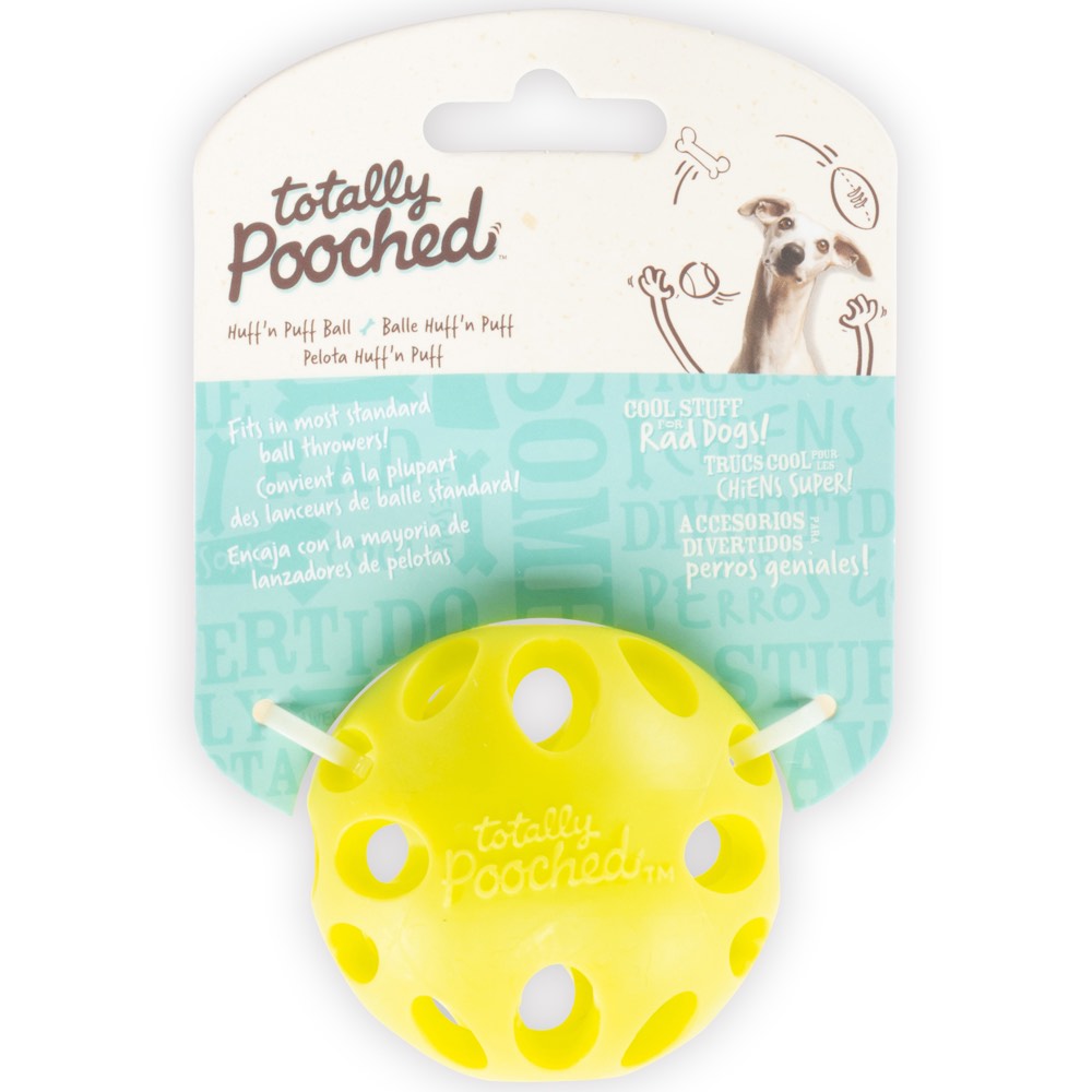 Totally Pooched Huff'n Puff Rubber Ball Dog Toy (Green)