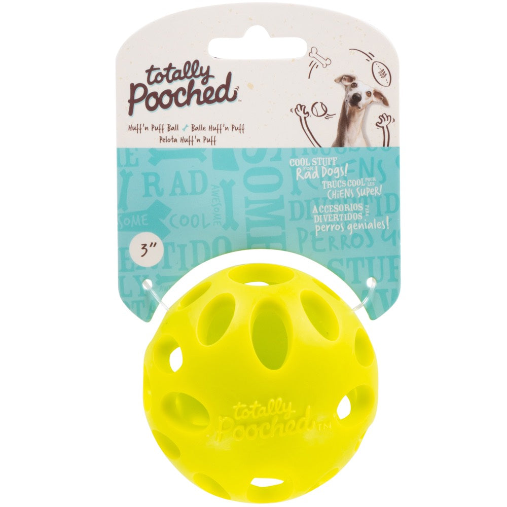 Totally Pooched Huff'n Puff Rubber Ball Dog Toy (Green)