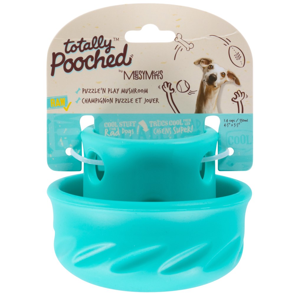 Totally Pooched Puzzle'n Play Mushroom Dog Toy (Teal)