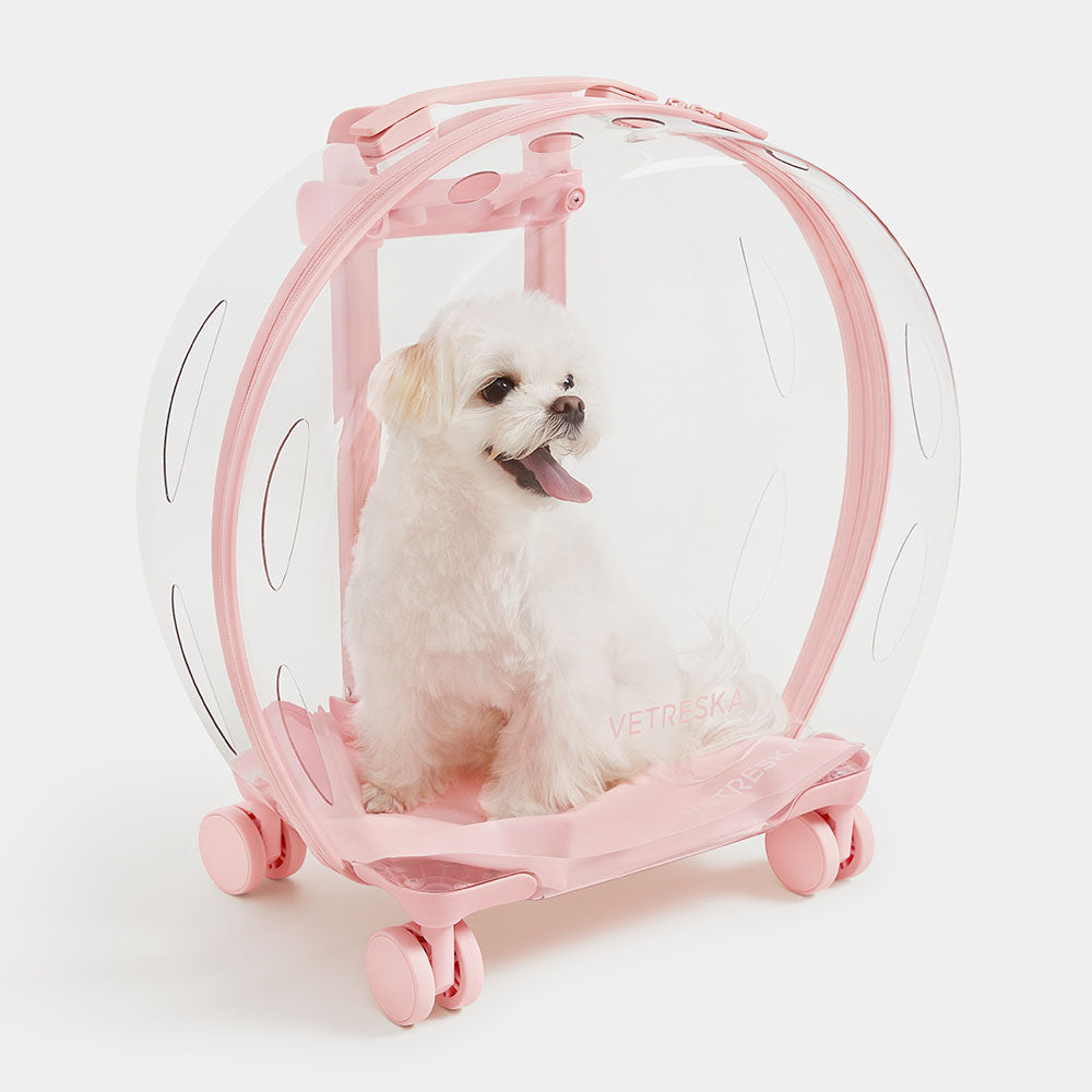 VETRESKA Bubble Carrier For Cats & Dogs (Pink, Transparent)