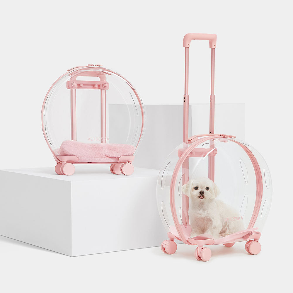 VETRESKA Bubble Carrier For Cats & Dogs (Pink, Transparent)