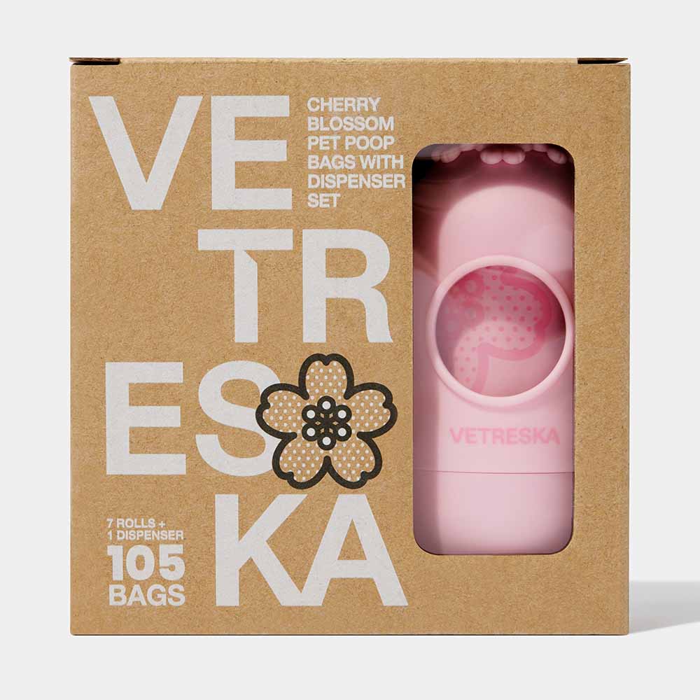 VETRESKA Cherry Blossom Dog Poop Bag Dispenser Set