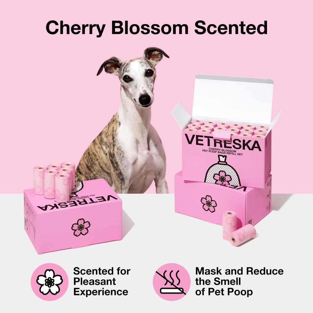 VETRESKA Cherry Blossom Scented Dog Poop Bags 300pc