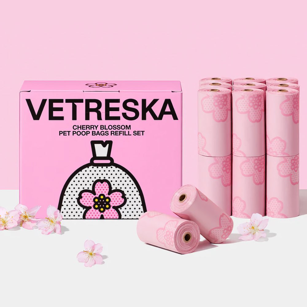 VETRESKA Cherry Blossom Scented Dog Poop Bags 300pc