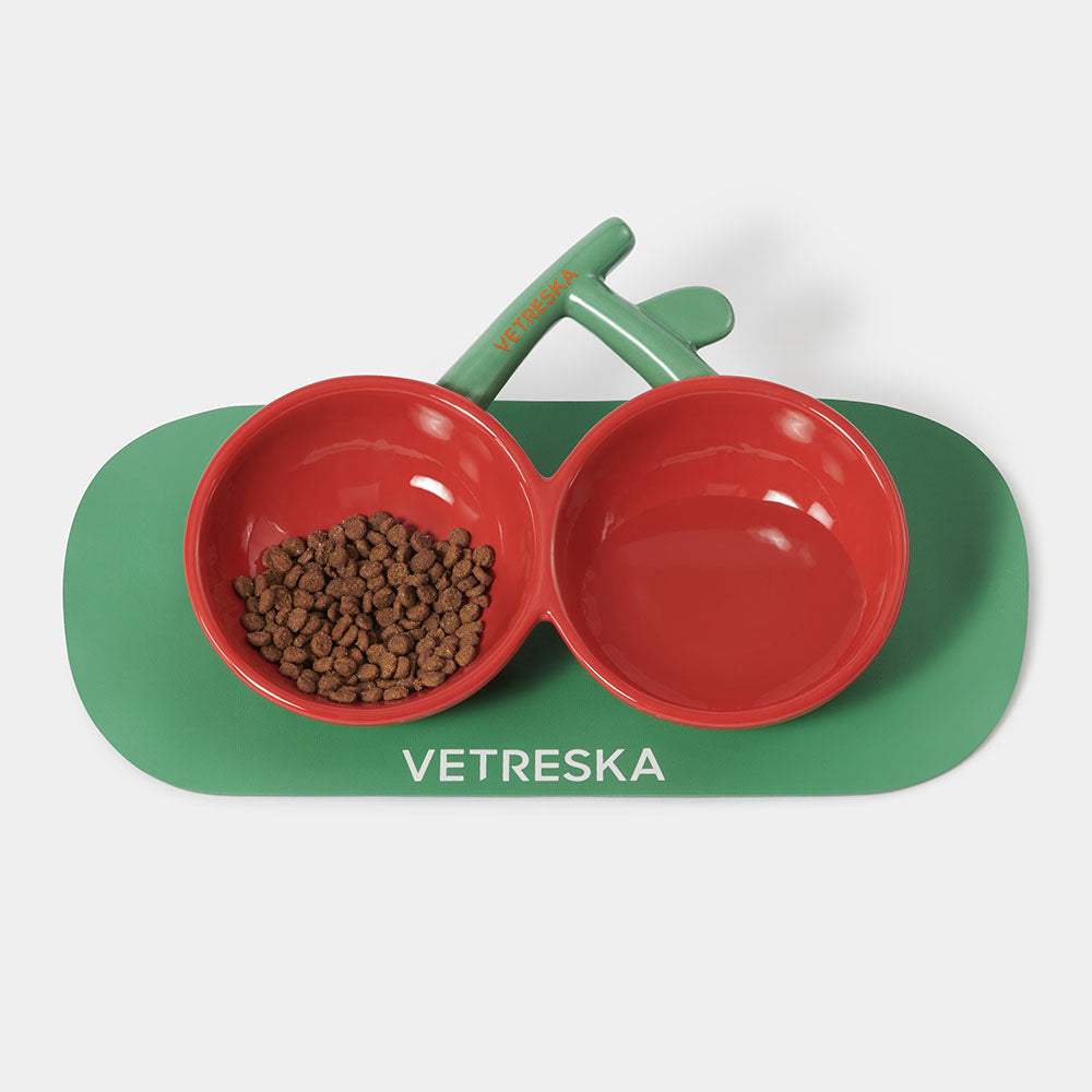 VETRESKA Cherry Ceramic Bowl For Cats & Dogs