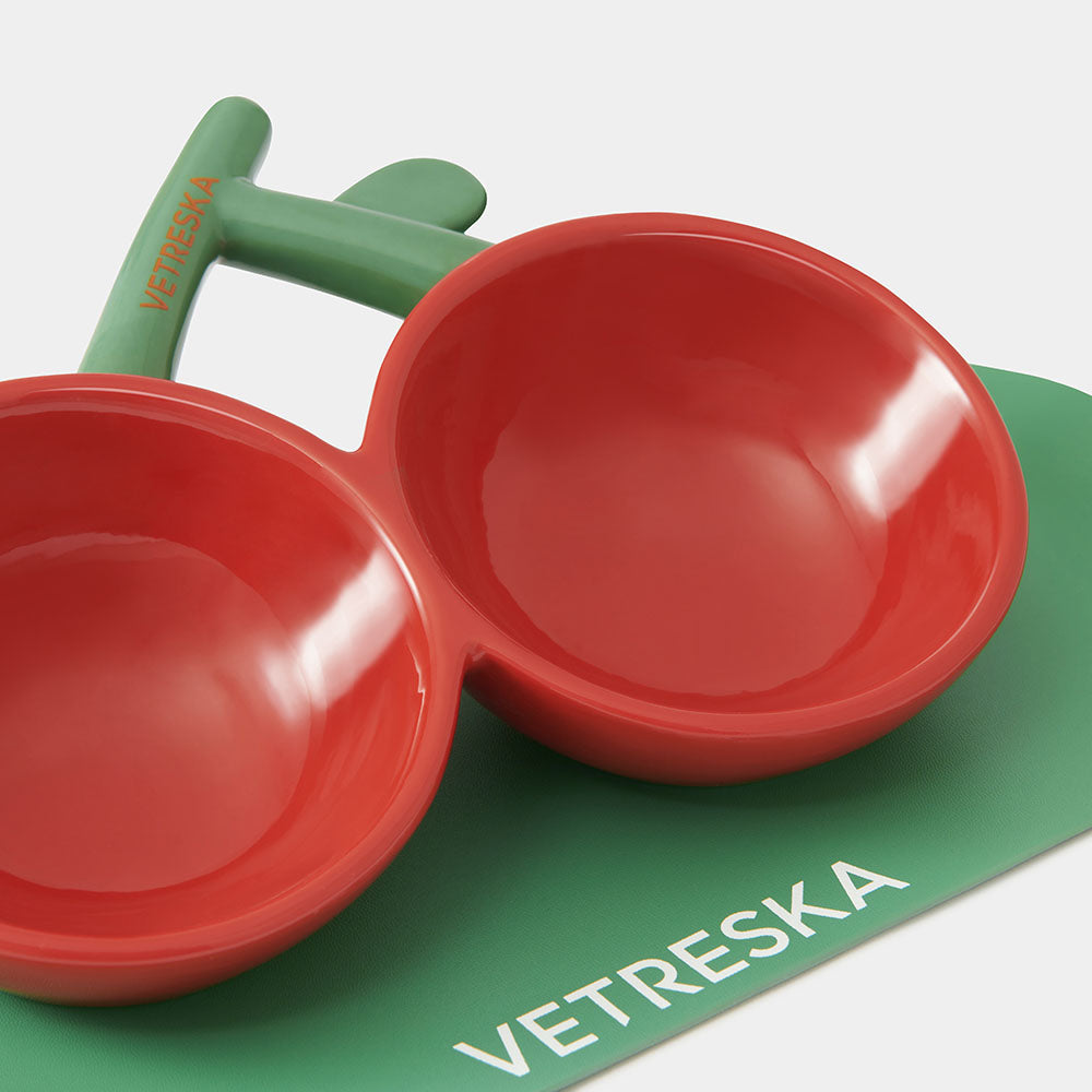 VETRESKA Cherry Ceramic Bowl For Cats & Dogs