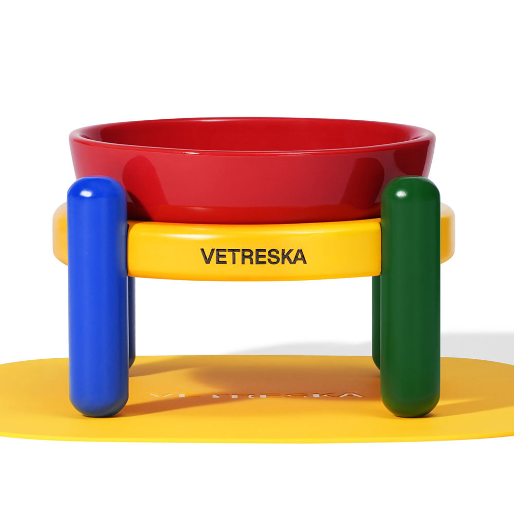 VETRESKA Chroma Ceramic Elevated Bowl For Cats & Dogs