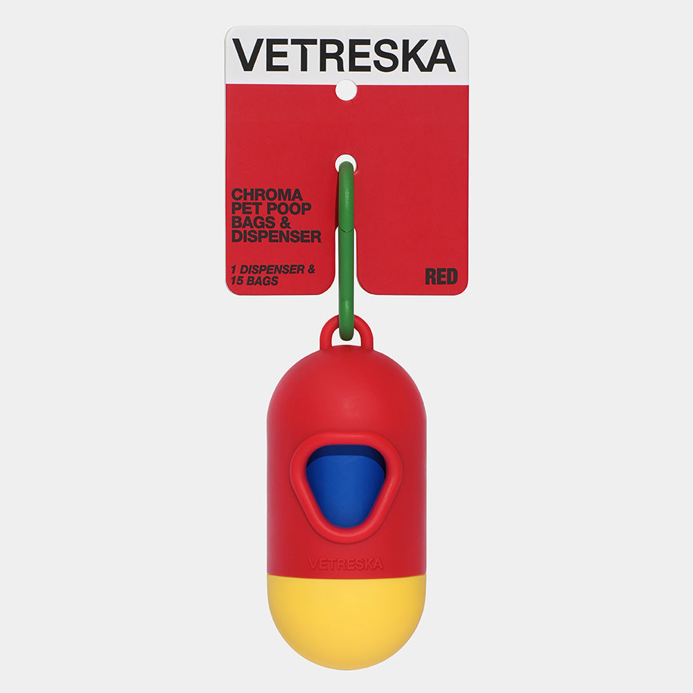 VETRESKA Chroma Dog Poop Bag Dispenser Set (Red)