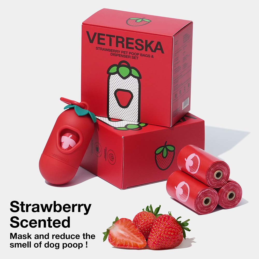 VETRESKA Strawberry Dog Poop Bag Dispenser Set