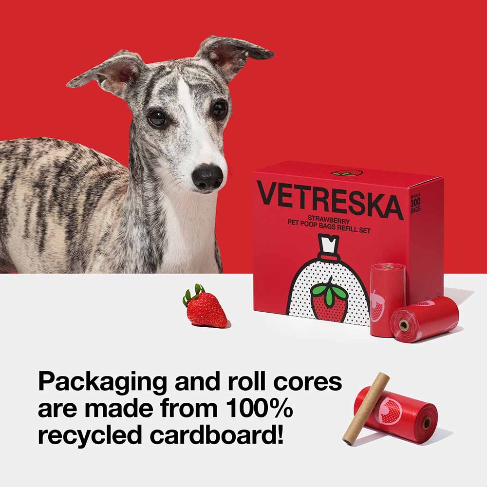 VETRESKA Strawberry Scented Dog Poop Bags 300pc