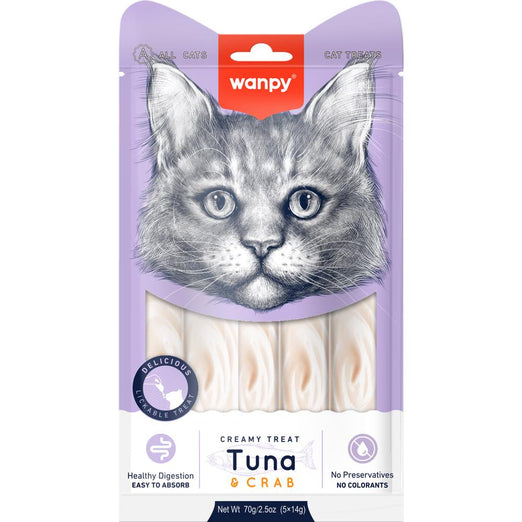 5 FOR $11: Wanpy Creamy Tuna & Crab Liquid Cat Treats 70g