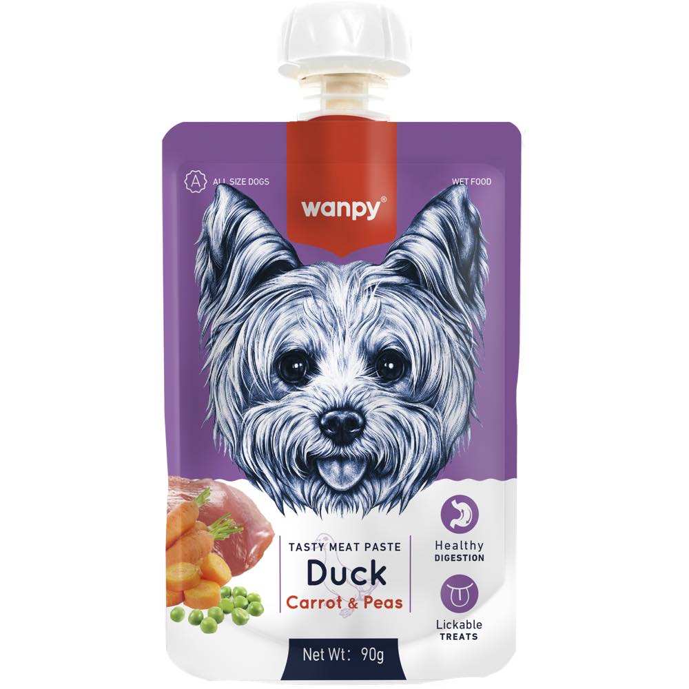 5 FOR $11: Wanpy Duck, Carrot & Pea Tasty Meat Paste Dog Treat 90g