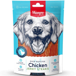 3 FOR $10.50: Wanpy Oven-Roasted Chicken Jerky Steaks Dog Treats 100g