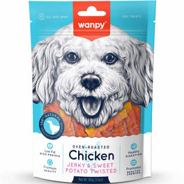 3 FOR $10.50: Wanpy Oven-Roasted Chicken Jerky & Sweet Potato Twists Dog Treats 100g