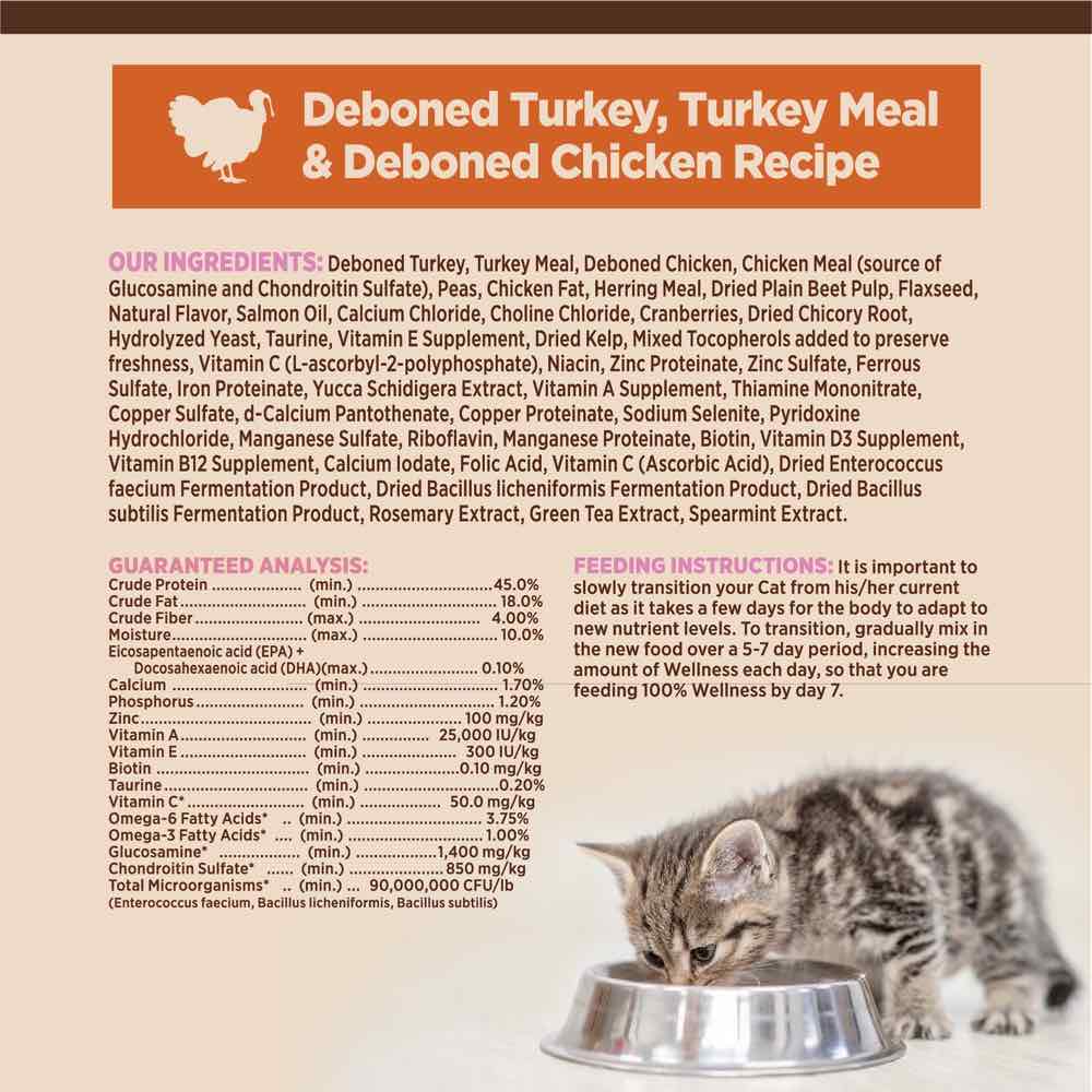 '20% OFF/FREE CANNED FOOD w 5lb': Wellness CORE Kitten Deboned Turkey, Turkey Meal & Deboned Chicken Grain-Free Dry Cat Food