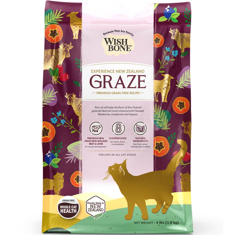 25% OFF: Wishbone Graze Beef, Lamb & Chicken Grain-Free Dry Cat Food 4lb