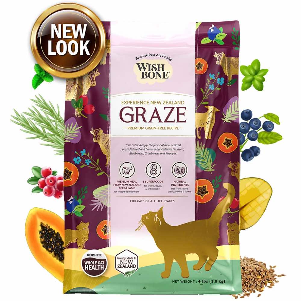 25% OFF: Wishbone Graze Beef, Lamb & Chicken Grain-Free Dry Cat Food 4lb