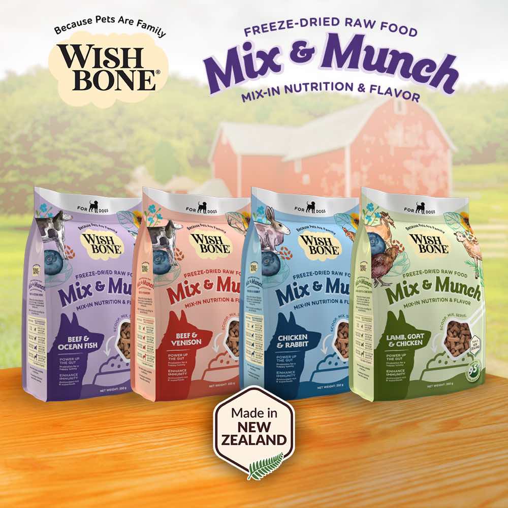 $9 OFF (Exp 18May25): Wishbone Mix & Munch Beef & Ocean Fish Grain-Free Freeze-Dried Raw Food Dog Food Topper 350g