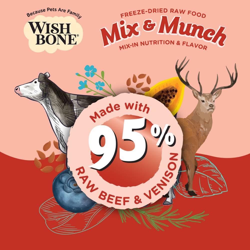 15% OFF: Wishbone Mix & Munch Beef & Venison Grain-Free Freeze-Dried Raw Food Dog Food Topper 350g