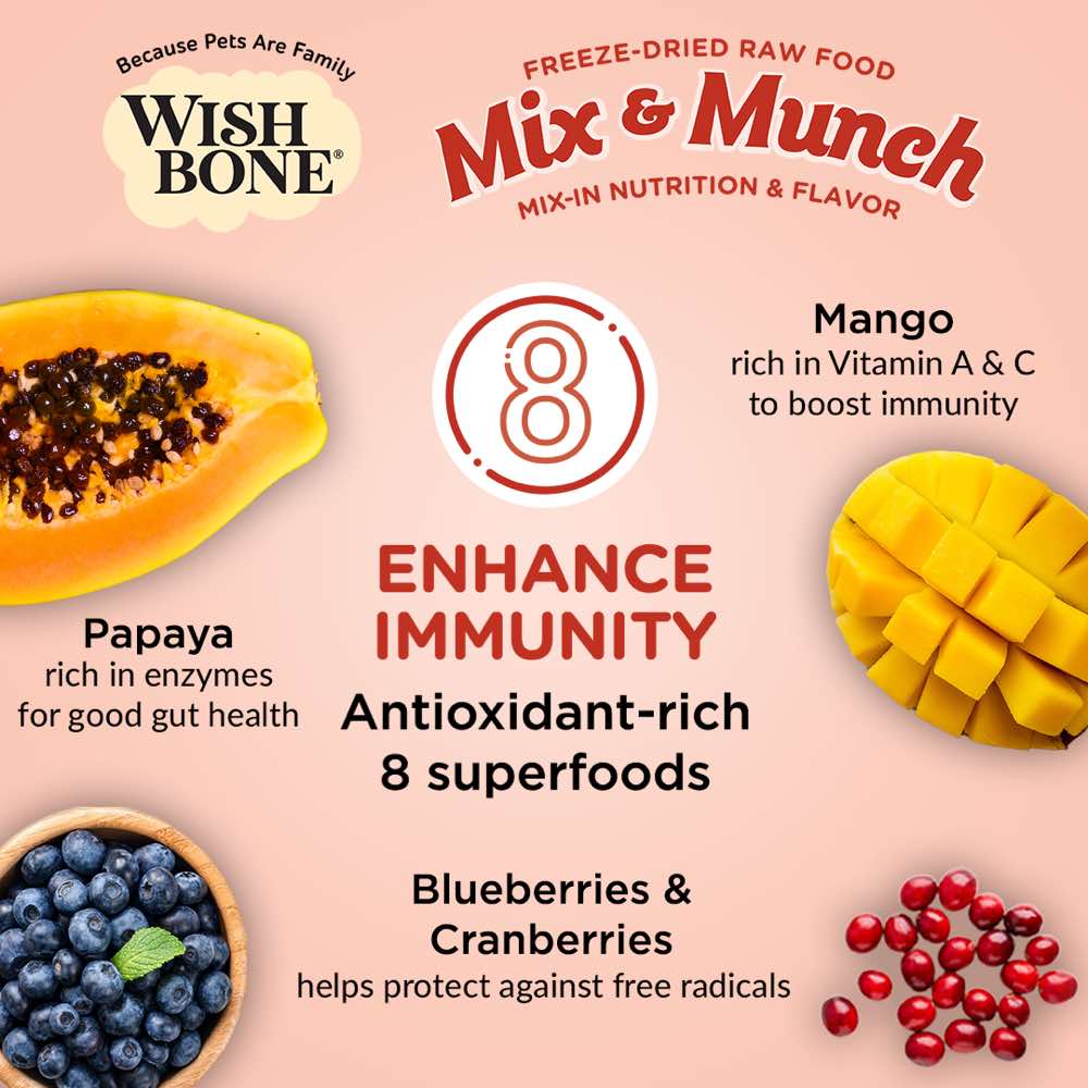 15% OFF: Wishbone Mix & Munch Beef & Venison Grain-Free Freeze-Dried Raw Food Dog Food Topper 350g