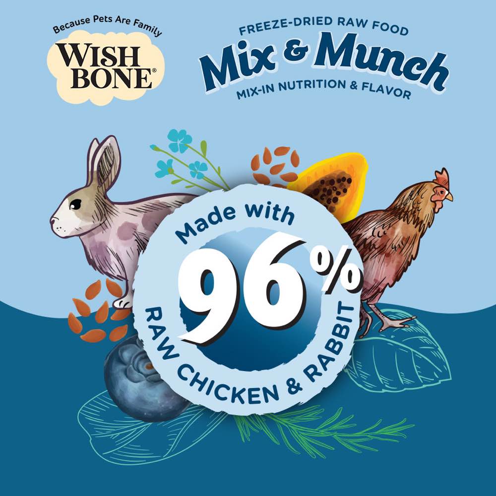 15% OFF: Wishbone Mix & Munch Chicken & Rabbit Grain-Free Freeze-Dried Raw Food Dog Food Topper 350g