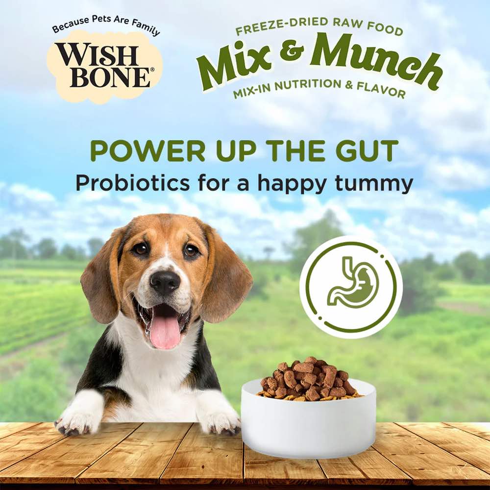 $9 OFF (Exp 30May25): Wishbone Mix & Munch Lamb, Goat & Chicken Grain-Free Freeze-Dried Raw Food Dog Food Topper 350g