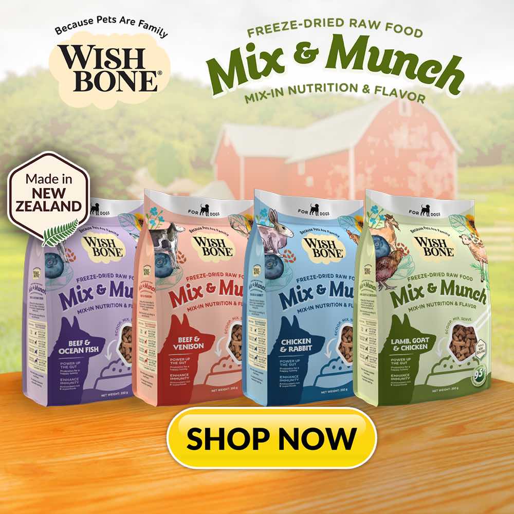 $9 OFF (Exp 30May25): Wishbone Mix & Munch Lamb, Goat & Chicken Grain-Free Freeze-Dried Raw Food Dog Food Topper 350g