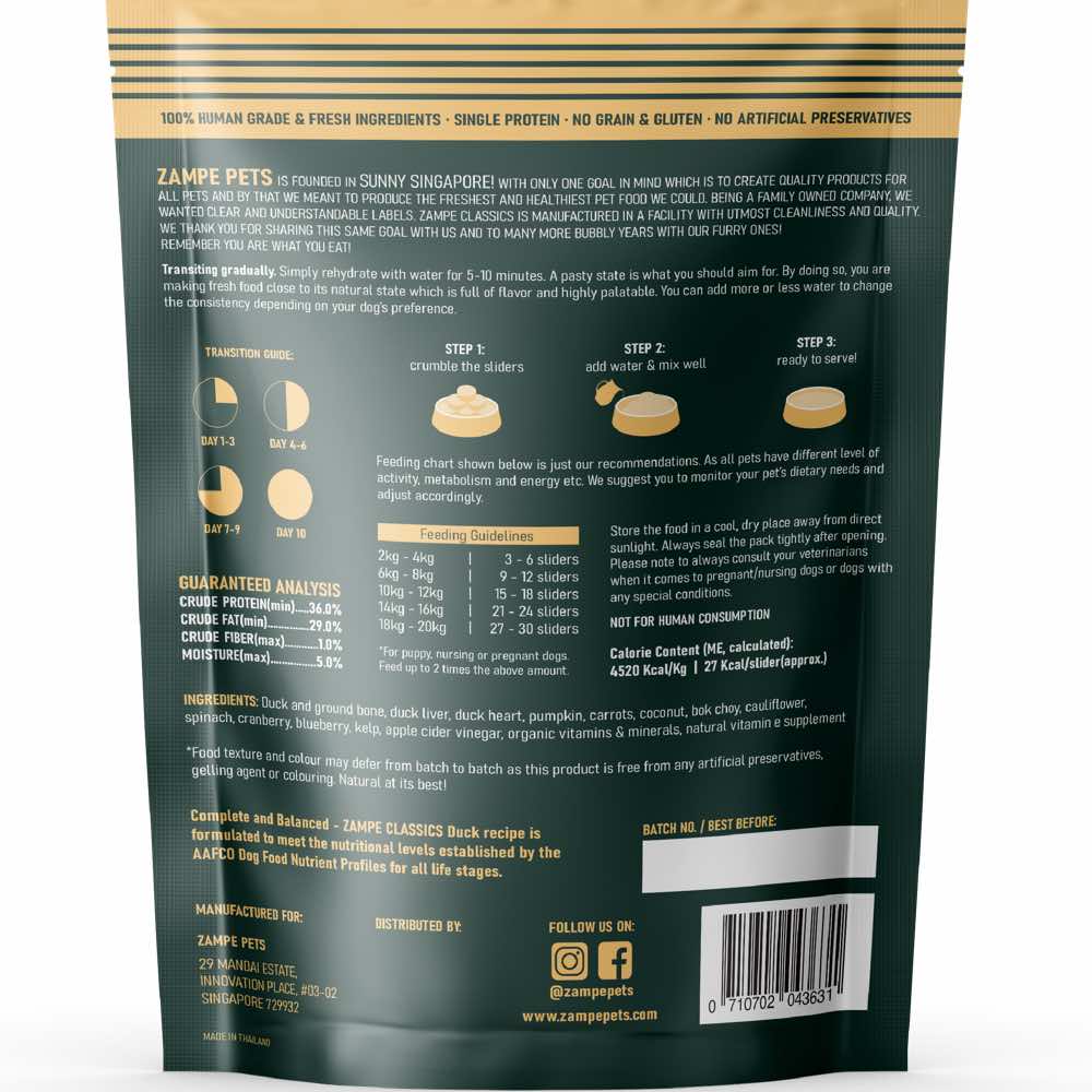 BUNDLE DEAL: Zampe Duck Grain-Free Freeze-Dried Raw Dog Food 400g