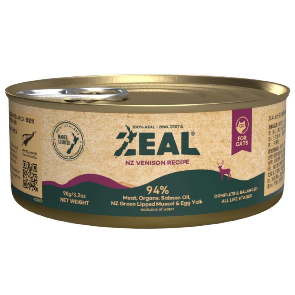 18% OFF: Zeal Venison Recipe Grain-Free Canned Cat Food 90g