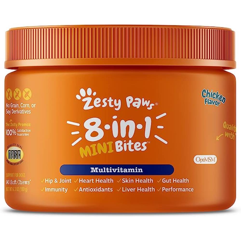 10% OFF: Zesty Paws 8-in-1 Mini Bites Chicken Flavor Dog Supplement Chews 90ct