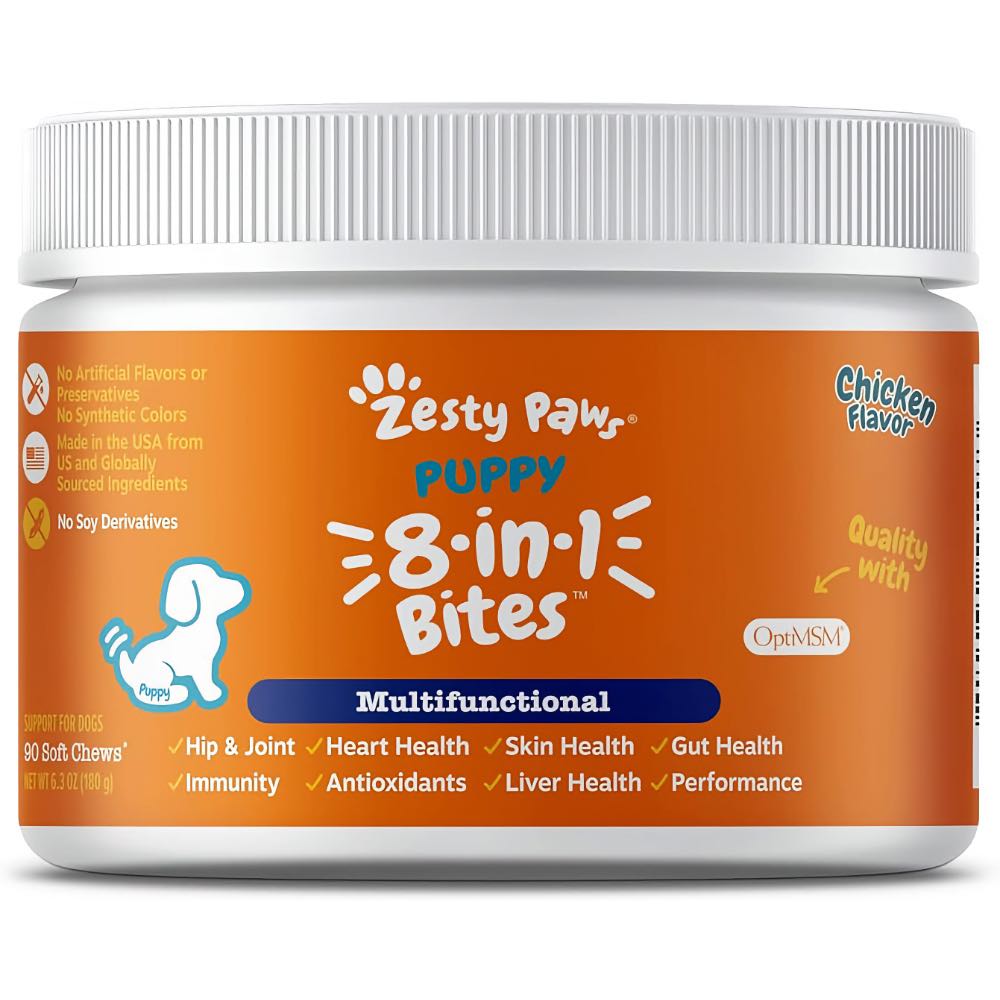 Zesty Paws Puppy 8-in-1 Bites Multivitamin Chicken Flavor Dog ...